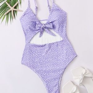Dalmatian Print Cut-Out One Piece Swimsuit